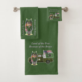 Armee Nutcracker mit kleinem Militärlastwagen Badhandtuch Set