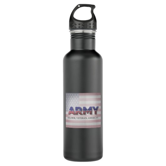 Armee "Soldat, Veteran, Amerikaner" Edelstahlflasche (Vorderseite)