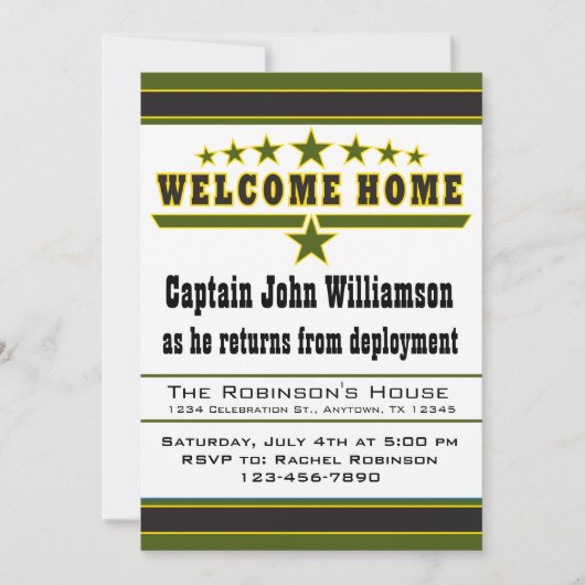Armee-Soldat-Willkommens-Zuhause-Einladung Einladung (Vorderseite)