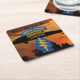 Armee Spezialeinheiten SF SFG Rangers Grüne Berets Rechteckiger Pappuntersetzer