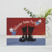 Armee-Stiefel-willkommenes Zuhause-Party-Militär Einladung (Stehend Vorderseite)