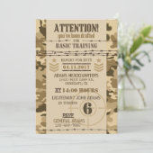 Armee-trockener Tarnungs-Militär-Geburtstag Einladung (Stehend Vorderseite)