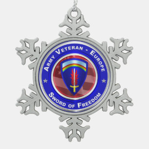 Armee Veteran-Europa Weihnachten bewahren Schneeflocken Zinn-Ornament