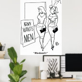 Armee Will Männer, lustig Vintag Poster (Heimbüro)