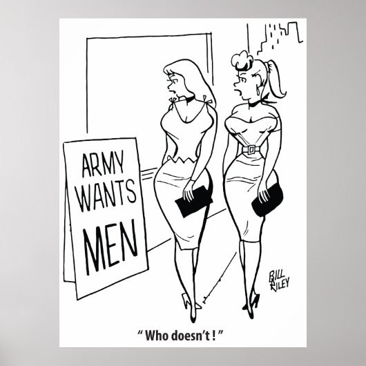 Armee Will Männer, lustig Vintag Poster (Vorne)