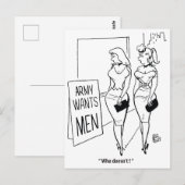 Armee Will Männer, lustig Vintag Postkarte (Vorne/Hinten)