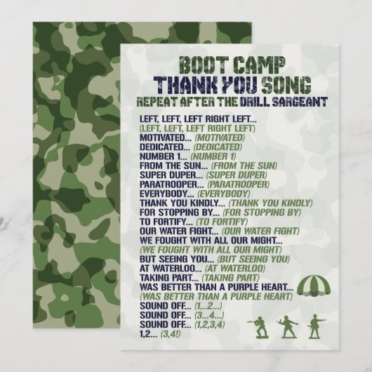 Armee zum Geburtstag Danke, Karten (Vorne/Hinten)