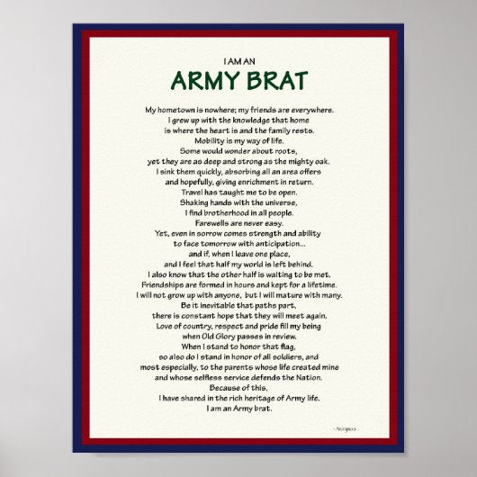 Armeebrat 8,5 x 11 poster (Vorne)