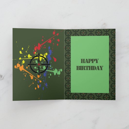 Armeegrüner Paintball-Thema-Name u. Karte (Innenseite)