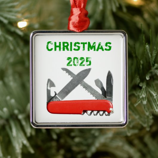 Armeemesser, Multiwerkzeug-Ornament Silbernes Ornament (Baum)