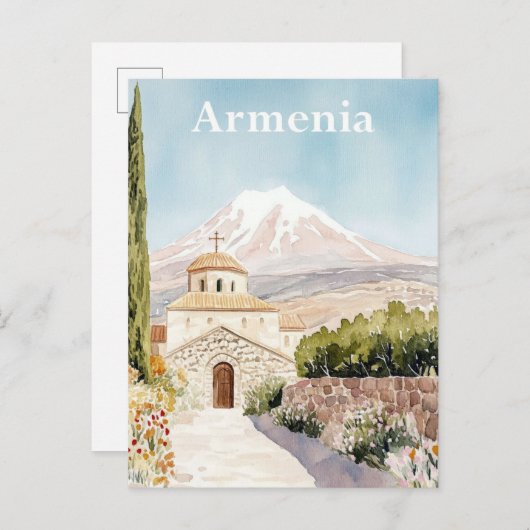 Armenia Aquarellmalerei Postkarte (Vorne/Hinten)