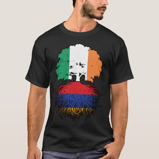 Armenia Armenian Irish Ireland Tree Roots Flag T-Shirt (Vorderseite)