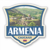 Armenia Illustration Retro Badge Aufkleber (Vorderseite)