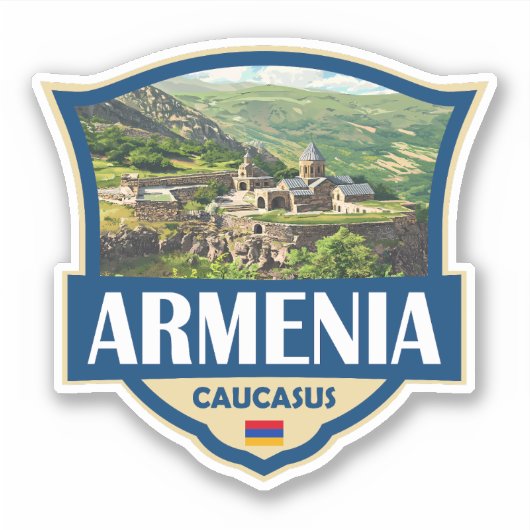 Armenia Illustration Retro Badge Aufkleber (Vorderseite)