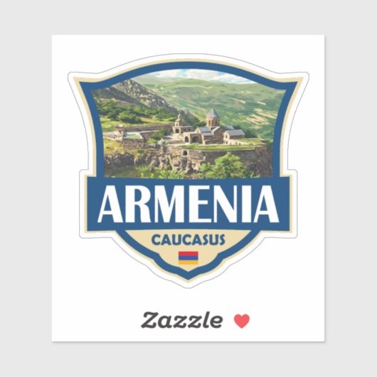 Armenia Illustration Retro Badge Aufkleber (Blatt)