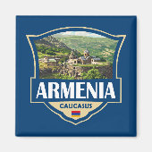 Armenia Illustration Retro Badge Magnet (Vorne)