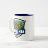 Armenia Illustration Retro Badge Zweifarbige Tasse (Vorderseite Links)