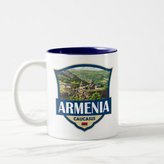 Armenia Illustration Retro Badge Zweifarbige Tasse (Links)