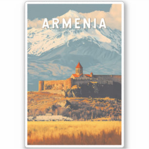 Armenia Illustration Travel Art Vintag Aufkleber