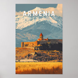 Armenia Illustration Travel Art Vintag Poster