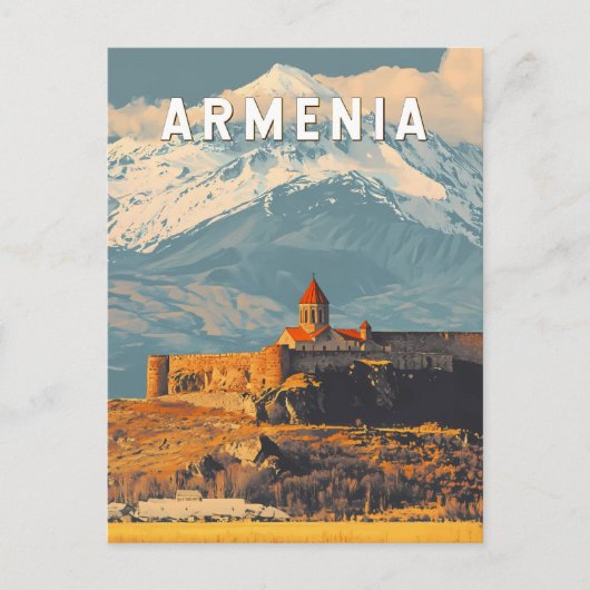 Armenia Illustration Travel Art Vintag Postkarte (Vorderseite)