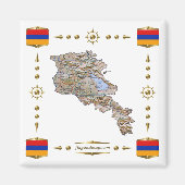 Armenia Karte + Flaggen-Magnet Magnet (Vorne)
