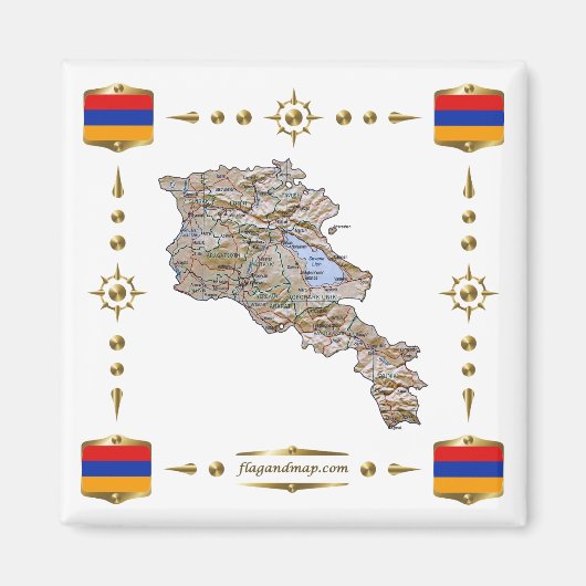Armenia Karte + Flaggen-Magnet Magnet (Vorne)