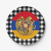 Armenia Plate, Büffel kariert und armenische Flagg Pappteller (Vorderseite)