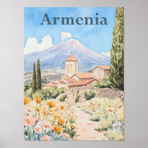 Armenia Watercolor Travel Illustration Poster