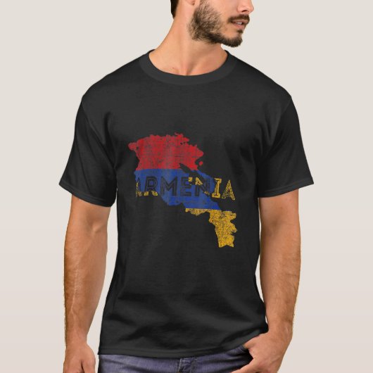 Armenian Map and Flag Souvenir Distressed Armeni T-Shirt (Vorderseite)