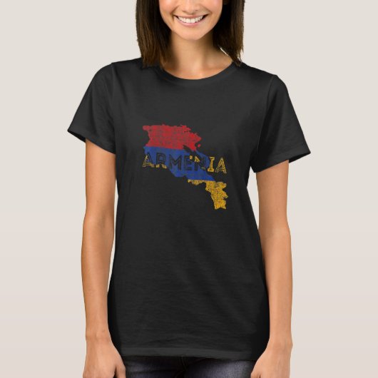 Armenian Map and Flag Souvenir  Distressed Armenia T-Shirt (Vorderseite)