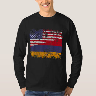 ARMENIAN ROOTS Halbamerikanische Flagge USA ARMENI T-Shirt