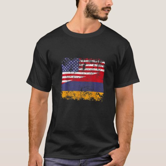 ARMENIAN ROOTS Half American Flag USA ARMENIA FLAG T-Shirt (Vorderseite)