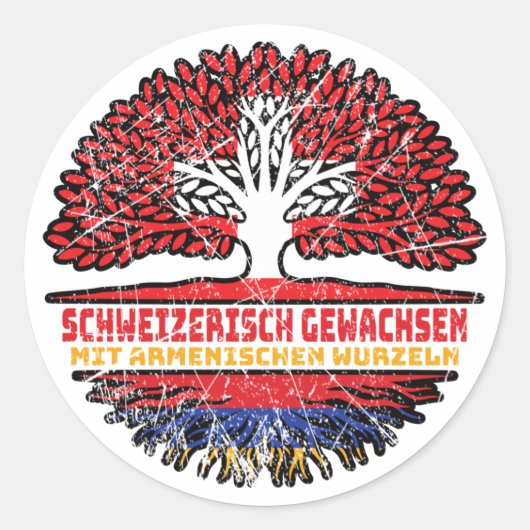 Armenien Armenisch Schweizer Schweiz Baum Wurzel Runder Aufkleber (Vorderseite)
