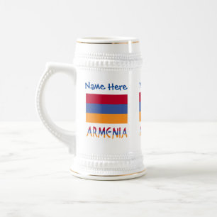Armenien Armenische Flagge Blau Personalisierung  Bierglas