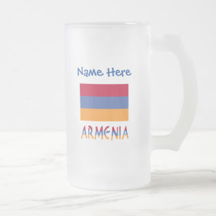 Armenien Armenische Flagge Blau Personalisierung  Mattglas Bierglas