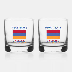 Armenien Armenische Flagge Blau Personalisierung  Whiskyglas