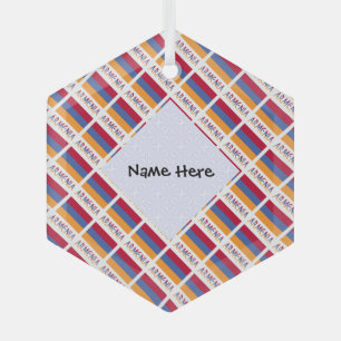 Armenien Armenische Flagge gekachelt schwarze Pers Ornament Aus Glas