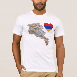 Armenien-Flaggen-Herz und Karten-T - Shirt