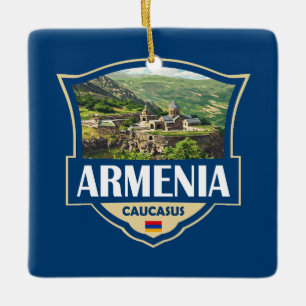 Armenien Illustration Retro-Abzeichen Keramikornament