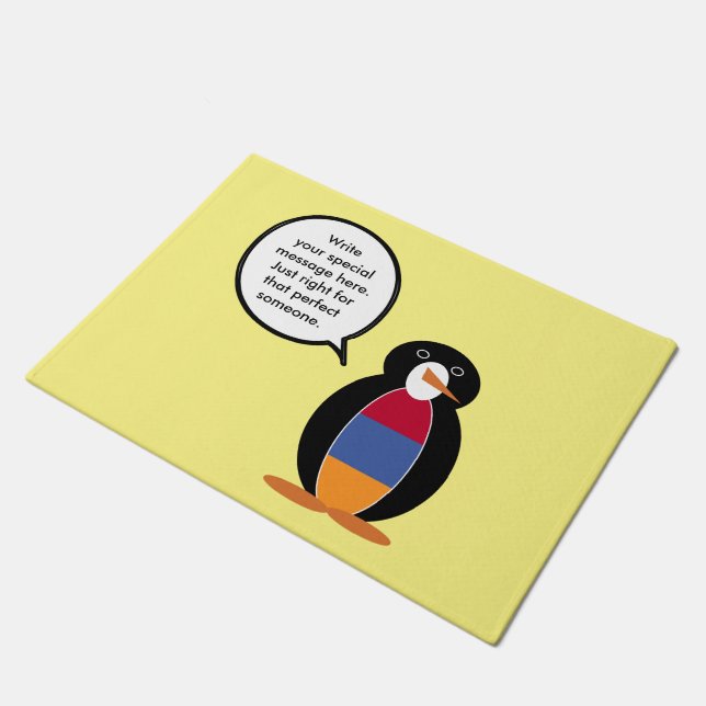 Armenien im Gespräch mit Penguin Personalisiert Fußmatte (Schrägansicht)