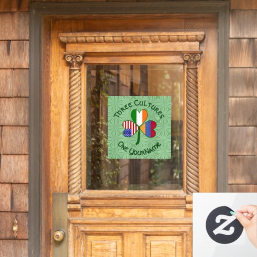 Armenien Irland USA Kleeblatt Flag personalisieren Fensteraufkleber (Haustür)