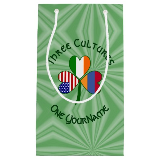 Armenien Irland USA Kleeblatt Flag personalisieren Kleine Geschenktüte (Vorderseite)