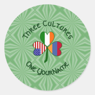 Armenien Irland USA Kleeblatt Flagge Personalisier Runder Aufkleber