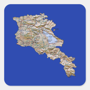 Armenien-Karten-Aufkleber Quadratischer Aufkleber