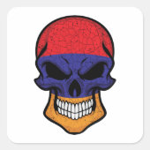 Armenien lächelt Schädelflagge Quadratischer Aufkleber (Vorderseite)