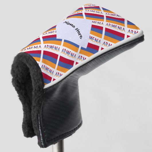Armenien und armenische Flaggen mit Ihrem Namen Golf Headcover (3/4 Vorderseite)