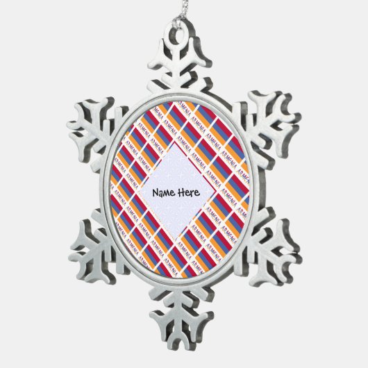 Armenien und armenische Flaggen mit Ihrem Namen Sn Schneeflocken Zinn-Ornament (Rechts)