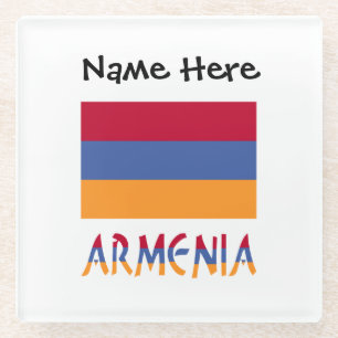 Armenien und personalisierte armenische Flagge Glasuntersetzer
