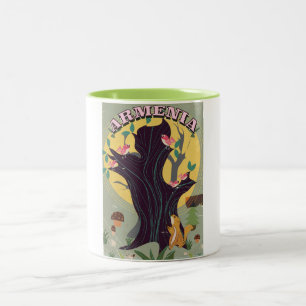 Armenien Vintage-Cartoon-Reiseposter Zweifarbige Tasse